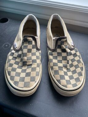 Vans Slip-On Checkerboard Sneakers - Beige & Black